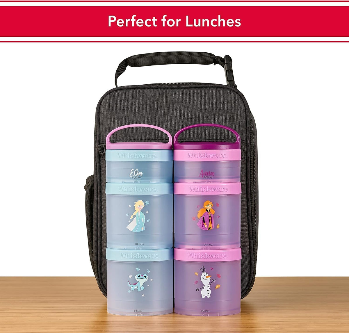 Whiskware Bluey Stackable Snack Containers for Babies, Toddlers, and Kids, 3 Stackable Snack Cups for School and Travel, Cupholder Friendly, Bluey and Bingo! Let’s Do This!