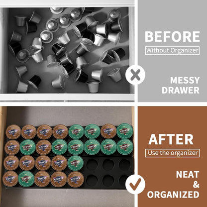 Berglander Coffee Pod Holder Drawer 20 K Cup, Coffee Capsule Organizer for Drawer, Plastic Coffee Pod Storage Organizer for Kitchen Drawer Holders for Nespresso for Kitchen