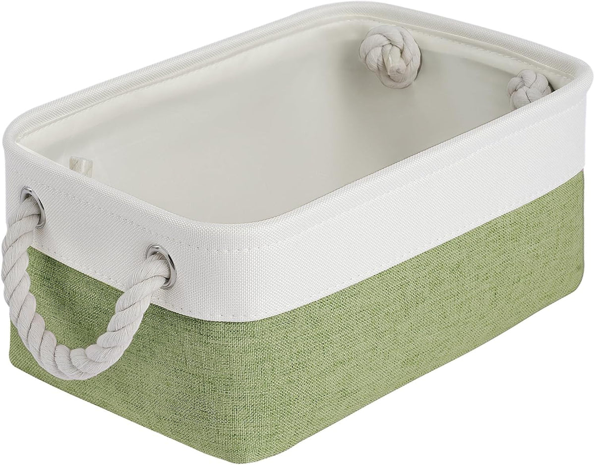 Large Storage Baskets- 15.7x11.8x8.26 inch Storage Bins for Shelves and Closet Organizing, Foldable Fabric Bin for Home Organization Clothes and Laundry (3-Pack, White&Khaki)
