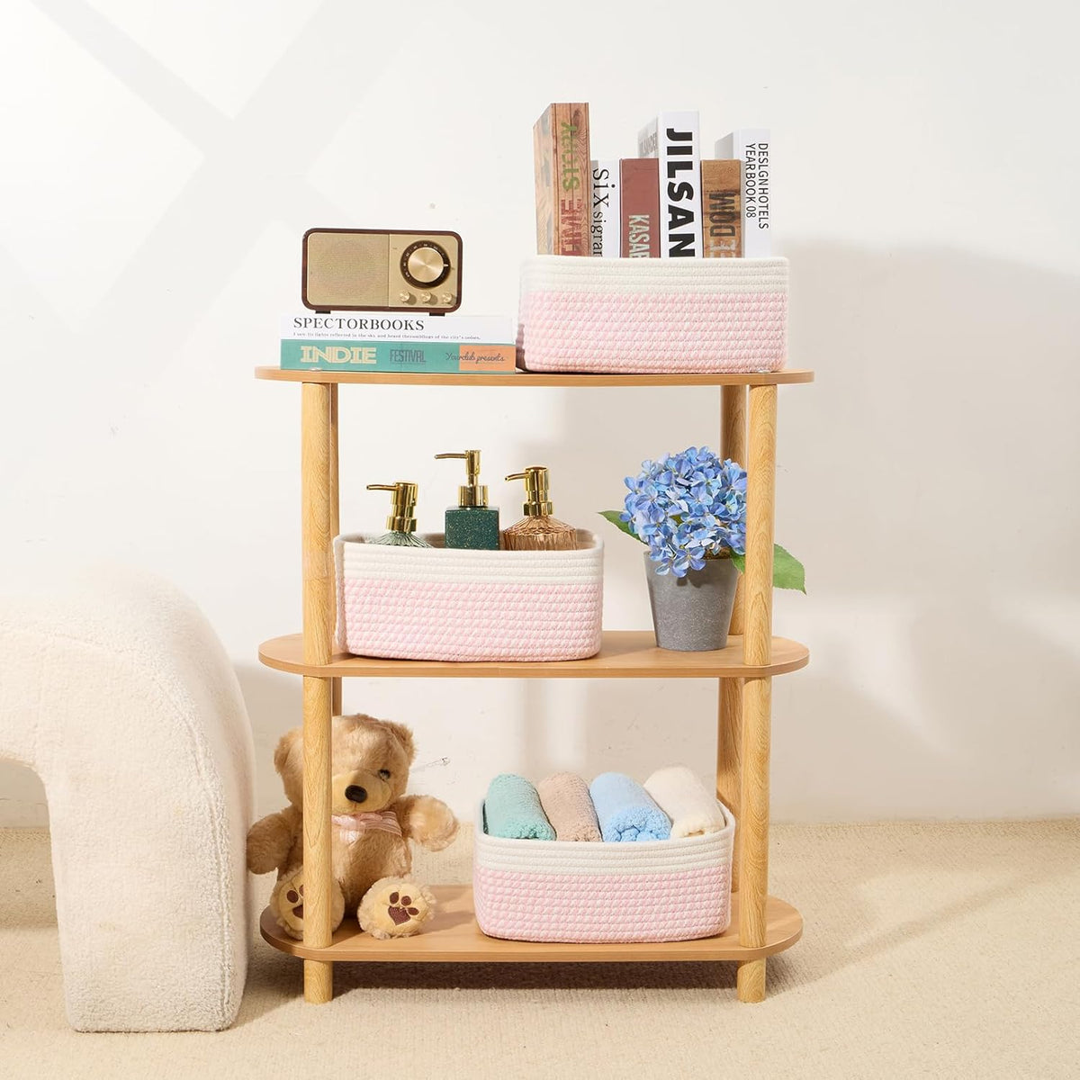 MiniArk Small Storage Baskets for Organizing | Closet Organizer Bins | Shelf Toy Basket | Woven Rope Baskets | Cube Decorative Box | Shallow Basket | L11.5xW7.5xH4.7| Brown