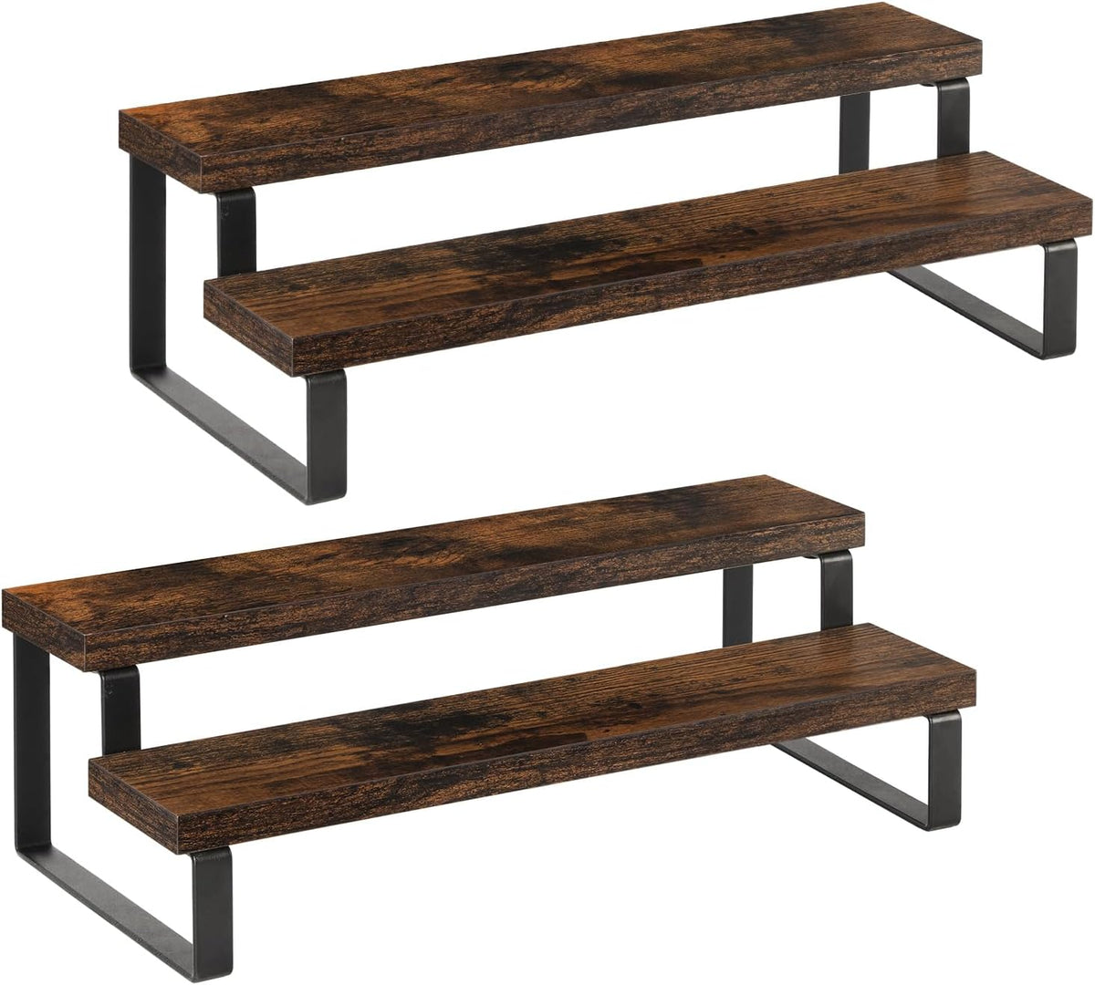 YINMIT Wooden Display Riser Stand, Tiered Perfume and Cologne Organizer Stand, 4 Tier Spice Rack Organizer, Rustic Display Shelf for Candles (4 Tier)