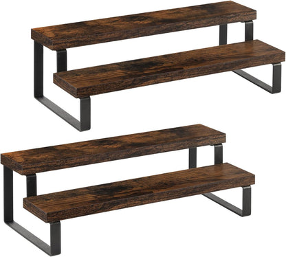 YINMIT Wooden Display Riser Stand, Tiered Perfume and Cologne Organizer Stand, 4 Tier Spice Rack Organizer, Rustic Display Shelf for Candles (4 Tier)