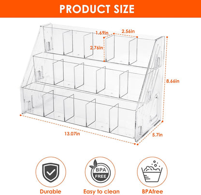 Drink Packet Organizer, Acrylic Water Flavor Packet Holder, Drink Mix Organizer Hydration Powdered Mixes Holder Container for Kitchen Cabinet Countertop Pantry Storage (3 Tier)