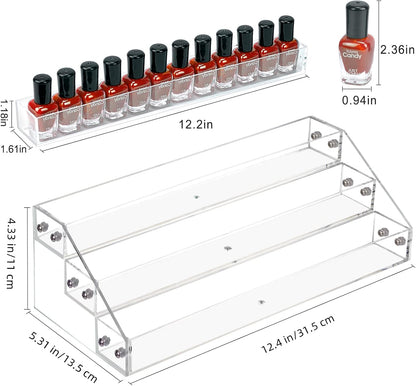 BTremary Clear Nail Polish Paint Organizer Holder Rack Shelf 6 Tier Acrylic Tattoo Ink Essential Oil Display Stand Holds Up to 48-96 Bottles for Table (Fit 1-2oz Bottles)