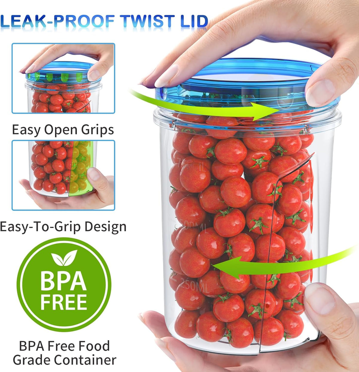 Freezer Storage Containers, [-16 Oz] Airtight Plastic Food Storage Containers with Twist Top Lids, Soup, Meal Prep Containers | BPA Free | Stackable | Leakproof | Microwave/Dishwasher Safe