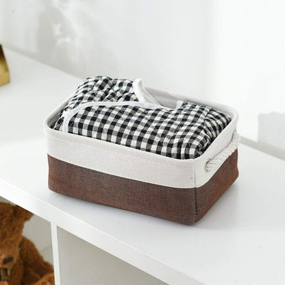 Fabric Storage Bins 12x8x5 inch [6-Pack] with Rope Handles - Decorative Baskets for Organizing