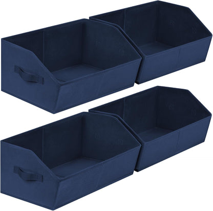 Homsorout Closet Organizers Bins 6 Packs - Large Closet Shelf Organizer with Handles, Fabric Trapezoid Storage Bins, Collapsible Storage Cubes for Clothes, Towels, Light Gray