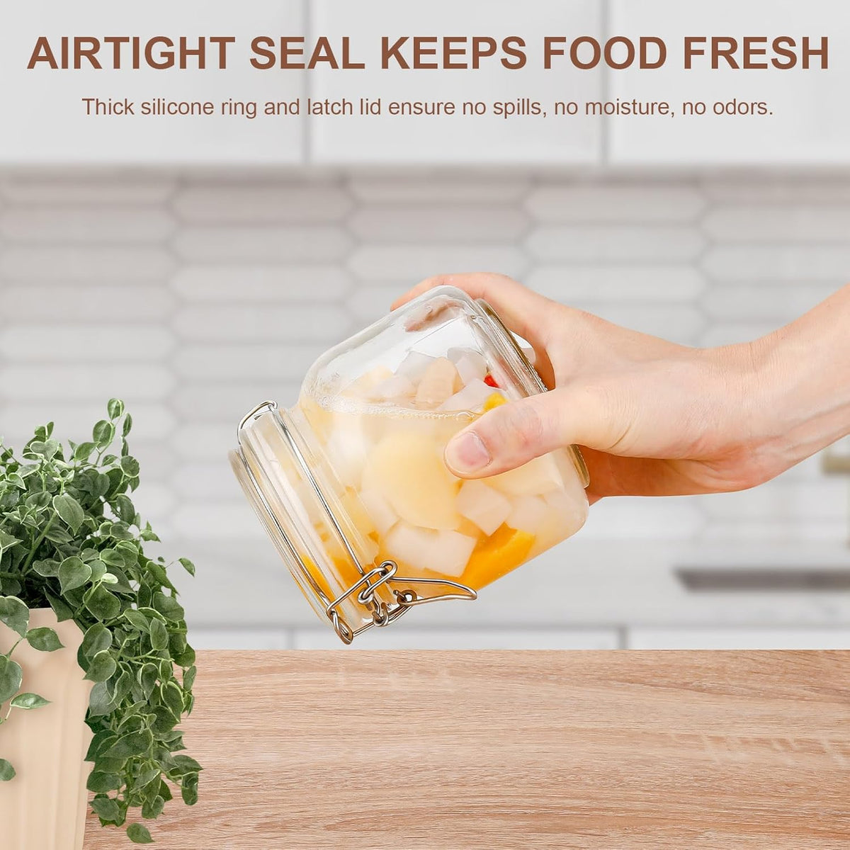 17oz Airtight Glass Jars, 6 Pack Clamp Lid Canisters, Small Food Storage Containers for Spices, Nuts, Snacks, Canning Jar for Jams & Pickling, Pantry Organization