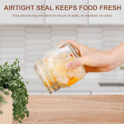17oz Airtight Glass Jars, 6 Pack Clamp Lid Canisters, Small Food Storage Containers for Spices, Nuts, Snacks, Canning Jar for Jams & Pickling, Pantry Organization