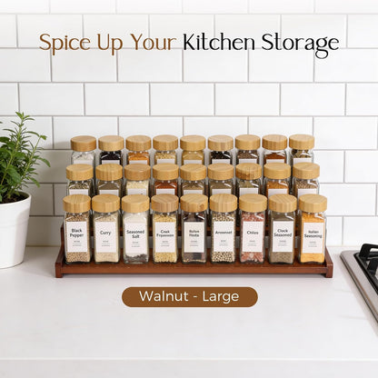 Spice Rack Organizer for Cabinet, 18in Bamboo Tiered Spice Rack，Used for Kitchen Countertops and Food Storage Room Organizer，Specially Designed for Jars and Spice Bottles(Bamboo, L)