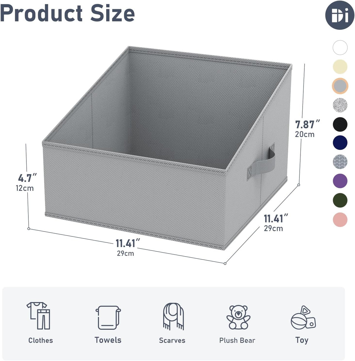 DIMJ Closet Storage Bins - Fabric Storage Baskets for Shelves, Collapsible Closet Organizers and Storage with Handles, Trapezoid Shelf Organization Storage Cubes for Purse, Toys, Books, Towel, Socks