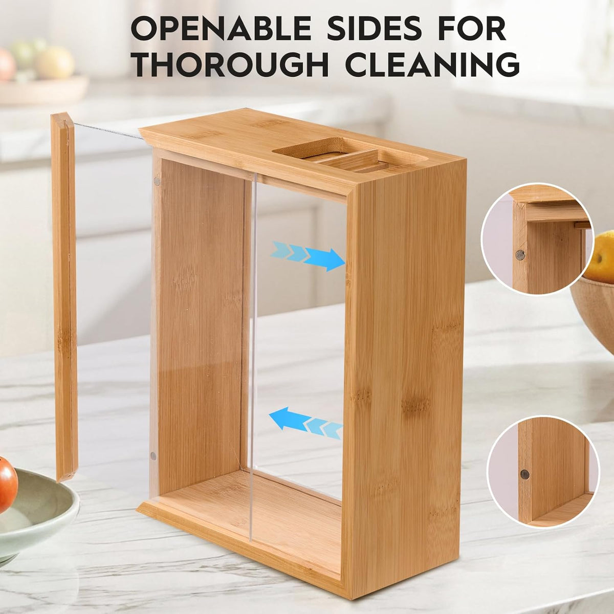 Food Dispenser 2L,2 Pack Easy-to-Clean Bamboo Food Storage Containers Featuring a Removable PVC Door Panel，Cereal Cispensers For Serving Tea,Coffee,Sugar,Candy,Pasta,Spice
