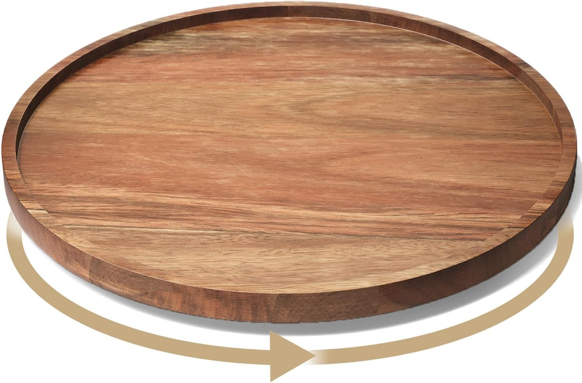 VERTORGAN Lazy Susan Organizer for Kitchen,Acacia Wood Turntable for Cabinet, Pantry, Table, Countertop, Vanity, Spice Rack（Small）