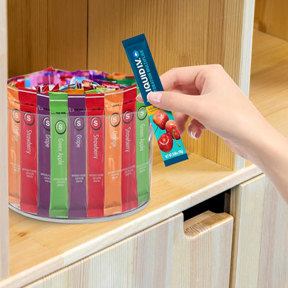 Drink Packet Organizer For Powdered Drink Mix,Powder Packet,Water Packet,Water Flavor Packet,Lazy Susan Organizer Rotating Holder for Drink Mix Necessities（Square）