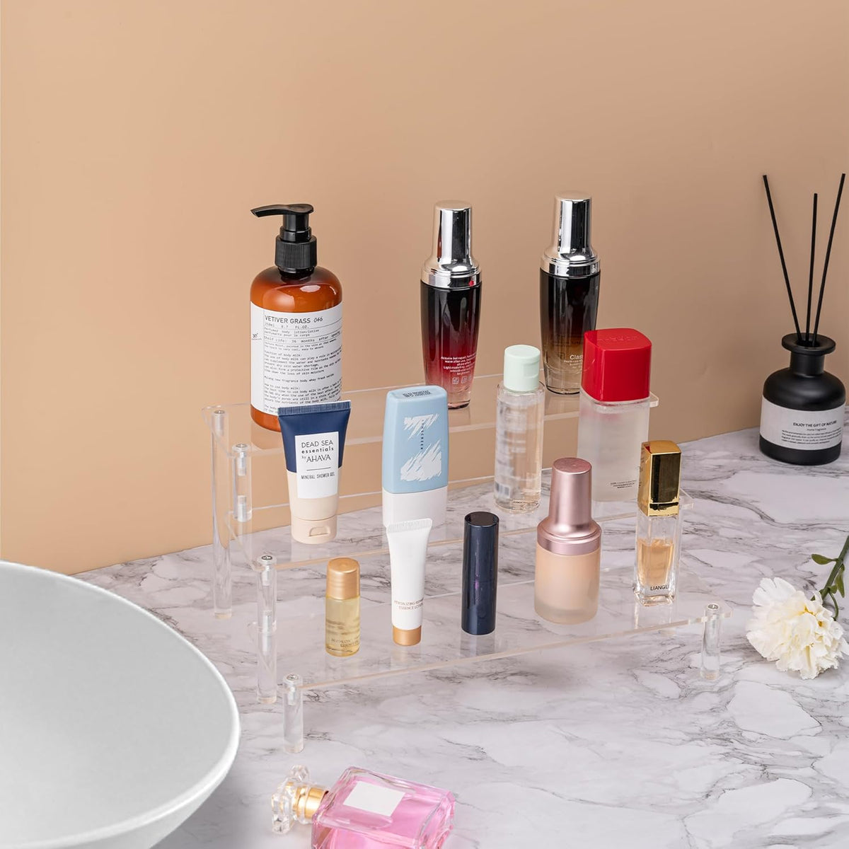 Acrylic Display Stand Risers, 3 Tier Perfume Stand Organizer, Clear Cupcake Stand Holder, Large Shelf Risers for Figures, Display Shelf for Collectibles, Dessert Shelves for Decoration and Organizer