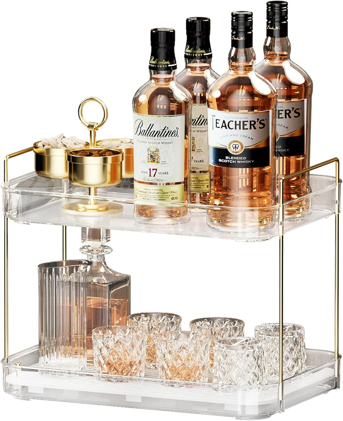 Seoneiro Whiskey Tray, Glass Cup Rack, Mug Holder, Coffee Cup Organizer, Bathroom Countertop Organizer with Drain Board Wine Glass Decorative, Food Tray, Kitchen Spice Rack