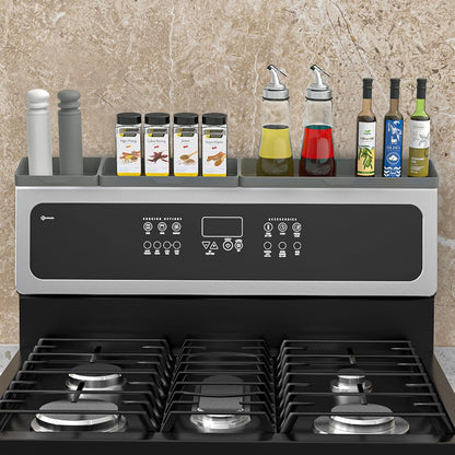 Magnetic Stove Top Shelf, Over the Stove Shelf Spice Rack & Spice Organizer – 30" Heat Resistant Silicone Stove Shelf, No Drill Kitchen Storage Organizer for Gas/Electric Stoves & Small Kitchens