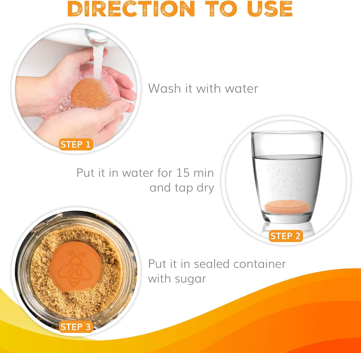 ENOLVO Terracotta Brown Sugar Saver- Brown Sugar Keeper Disc to Maintain Food Moisture in Storage Container - Terra Cotta Bear Softener Alternative (4 Pack)