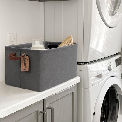 CHICVITA Large Storage Baskets for Shelves, Fabric Storage Bins with Metal Frame, Closet Organizers and Storage Boxes for Clothes Toy, Beige