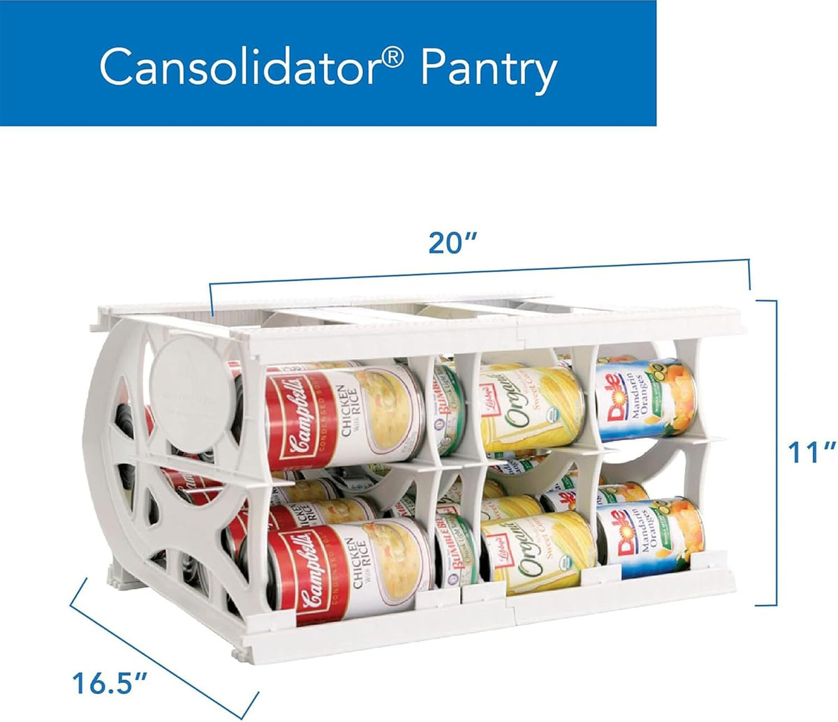 Shelf Reliance Cansolidator Pantry Plus - Can Organizer for Pantry, Stackable Soda Can Storage for Kitchen, Holds 60 Cans of Food or Soda