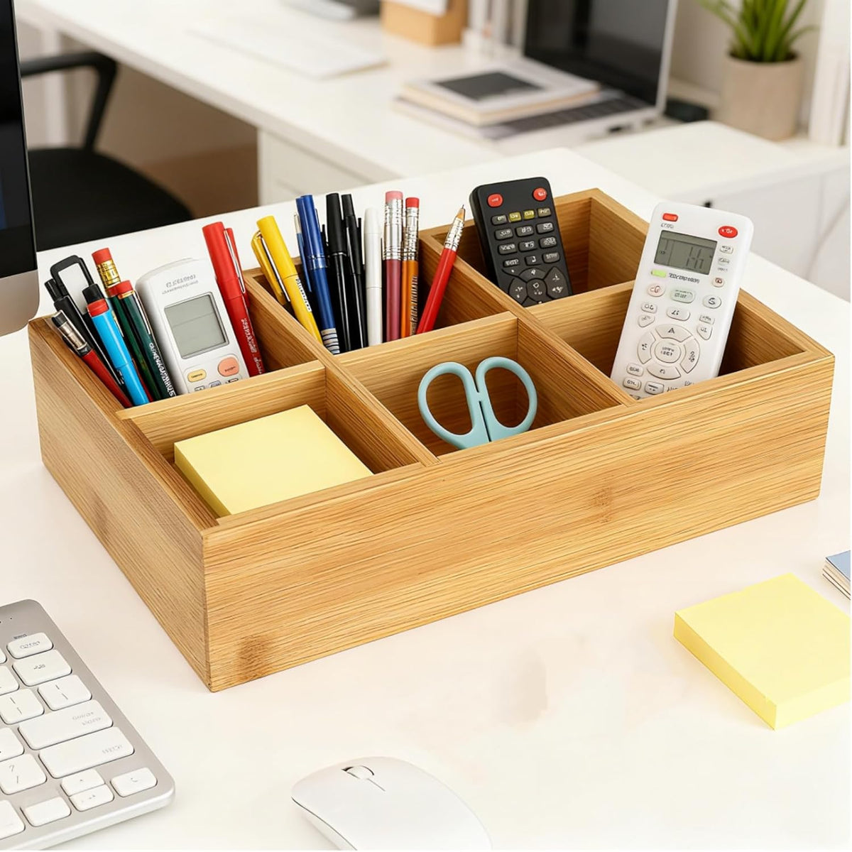 Dicunoy 2 Pack Bamboo Tea Bag Organizers, Wood Tea Bag Storage for Drawers with 6 Roomy Compartments, Sturdy Tea Chest Boxes for Shelf, Coffee Station, Sugar Packet, Sweeteners, Small Packets