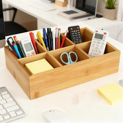 Dicunoy 2 Pack Bamboo Tea Bag Organizers, Wood Tea Bag Storage for Drawers with 6 Roomy Compartments, Sturdy Tea Chest Boxes for Shelf, Coffee Station, Sugar Packet, Sweeteners, Small Packets