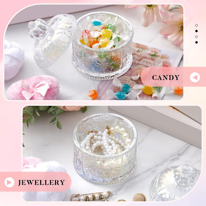 Tioncy 3 Pcs Large Body Powder Puff and Container Valentine's Day gift Powder Container with Puff Crystal Case Soft Washable Reusable Velour Face Body Glitter Wet Dry Makeup (Classic,Clear)