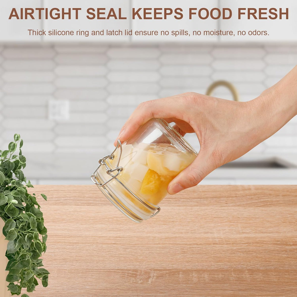 17oz Airtight Glass Jars, 6 Pack Clamp Lid Canisters, Small Food Storage Containers for Spices, Nuts, Snacks, Canning Jar for Jams & Pickling, Pantry Organization