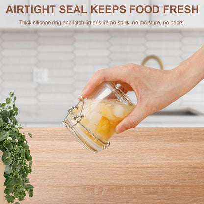 17oz Airtight Glass Jars, 6 Pack Clamp Lid Canisters, Small Food Storage Containers for Spices, Nuts, Snacks, Canning Jar for Jams & Pickling, Pantry Organization