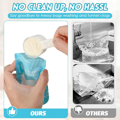 Protein Powder Travel Container Bags, 60Pcs Leakproof Bottle-Shaped Disposable Powder Travel Storage Bags for Gym, Workouts, Outdoor | Mess-Free Supplement Storage Solution (60)
