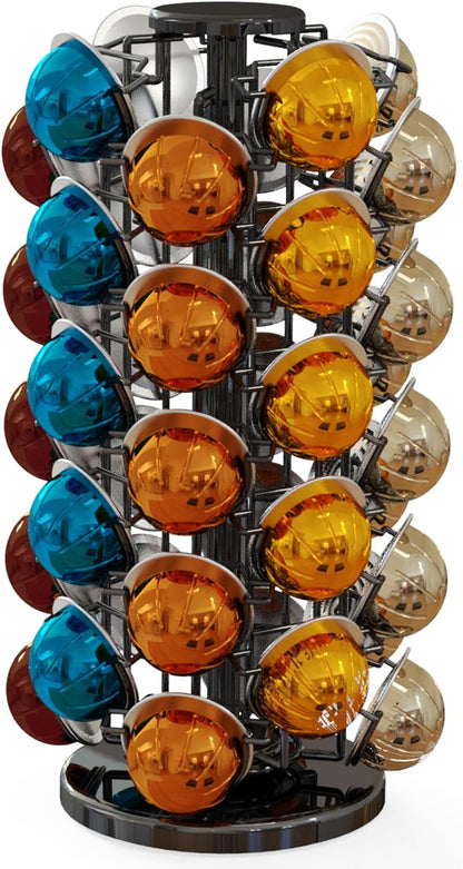 BLACKSMITH FAMILY 36 K Cup Pod Carousel Easy Assembly Design K Cup Holders,K Cup Holder, K Cups Holder,K Cup Carousel, 4-Tier Coffee Pods Holder Storage Organizer Stand,Glossy Black