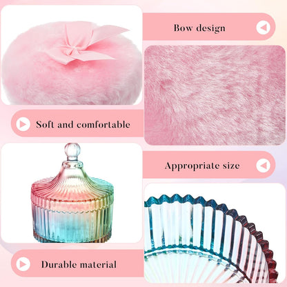 Tioncy 3 Pcs Large Body Powder Puff and Container Valentine's Day gift Powder Container with Puff Crystal Case Soft Washable Reusable Velour Face Body Glitter Wet Dry Makeup (Classic,Clear)
