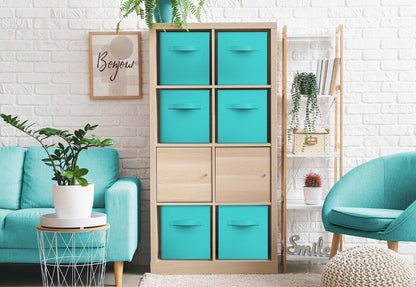 Sorbus Foldable Storage Cubes - 6 Fabric Baskets for Organizing Pantry, Closet, Shelf, Nursery, Playroom, Toy Box, Cubby -11 Inch Dual Handle Collapsible Closet Organizers and Storage Bins (Navy Blue)
