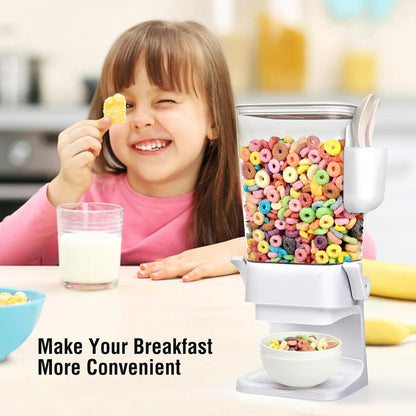 Cereal Dispenser Countertop With Bowls and Spoons Cereal Containers Storage for Pantry Snack Organizer Dry Food Storage Container with Lid for Kitchen Organization Oatmeal Nut Granola（1pcs White）
