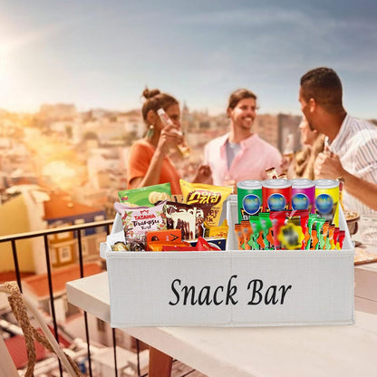 Snack Organizer for Countertop, Fabric Snack Organizer with Handles, 2 Large Compartment Snack Container Snack Basket, Snack Bar Station Decor, Kitchen Pantry Organizer and Storage, Black