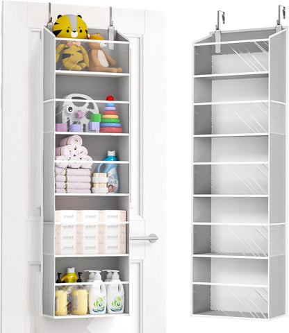 ULG Over The Door Organizer with 6 Large Pockets 12 Side Pockets, 50lbs Weight Capacity Door Hanging Organizer for Bedroom, Bathroom, Pantry, Nursery Storage, Beige