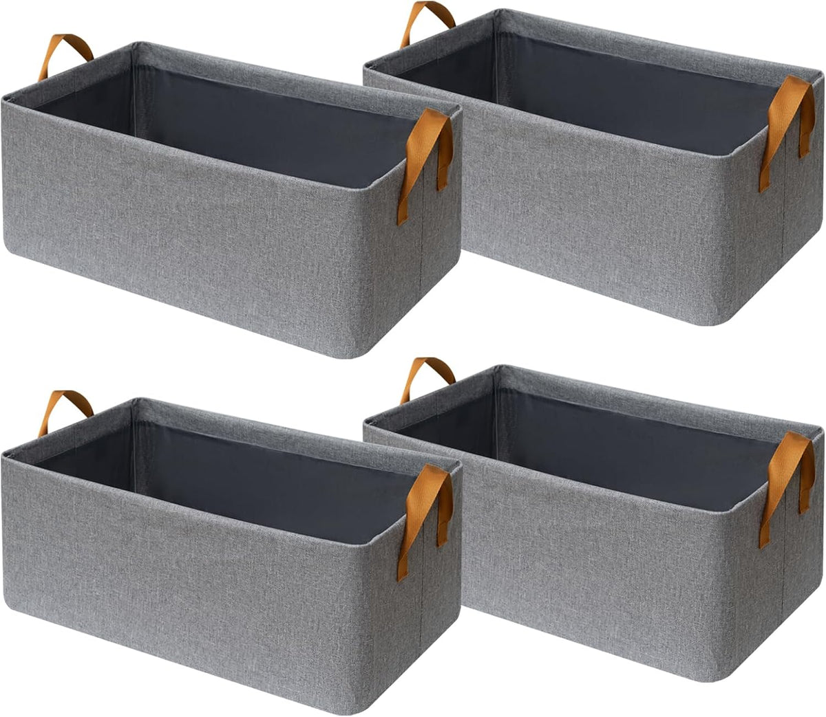 SNWDN Closet Cloth Storage Bins for Shelves, Medium Storage Baskets for Shelves, Fabric Bins for Closet organization with Handles（ Gray 15''L x 10''W x 8''H）