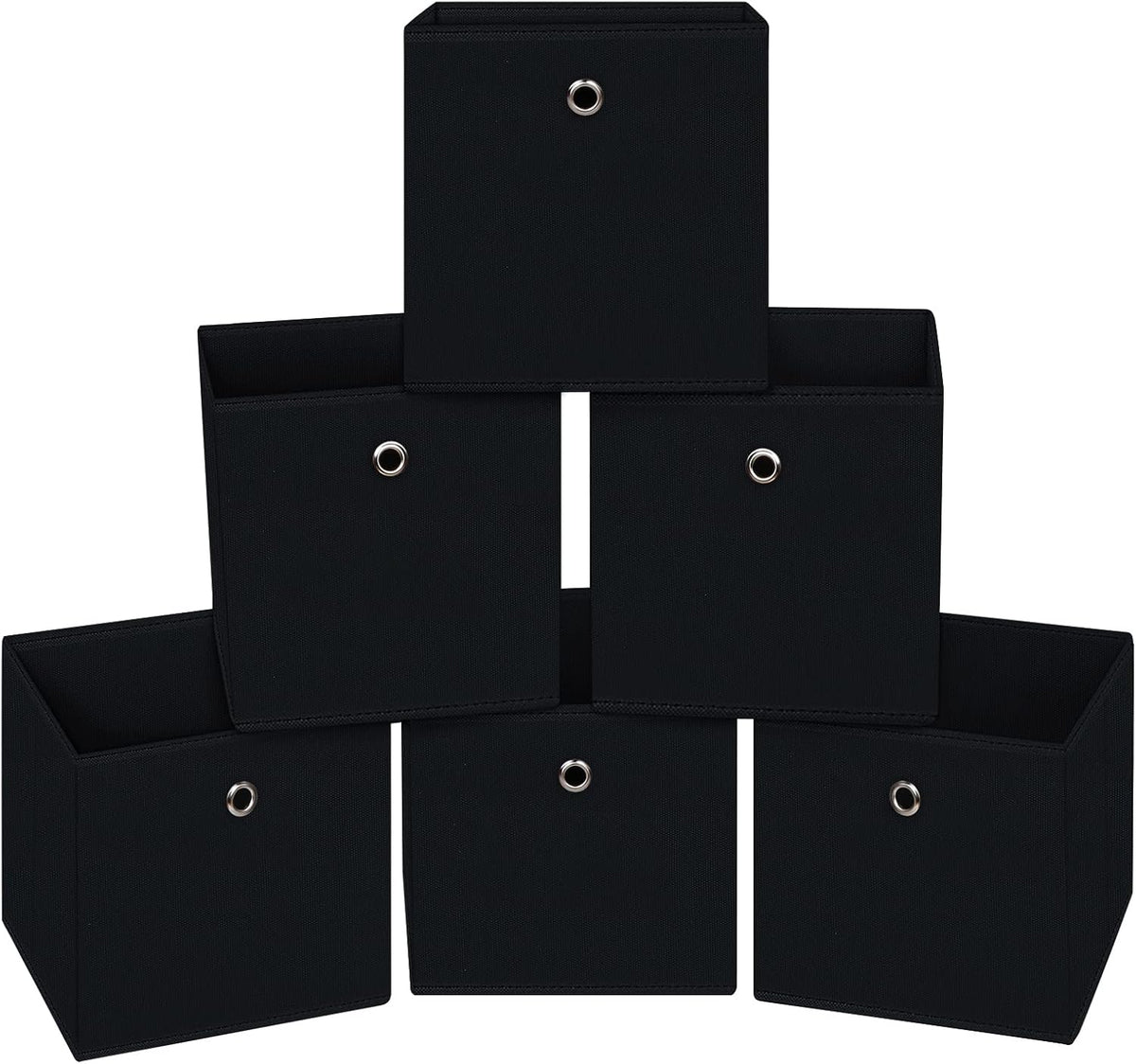Black Foldable Storage Cubes Bins ,11 Inch Cloth Storage Cube Fabric Storage Box Cubes Organizer Baskets with Handles for Home Organizer Set of 3 (Black)