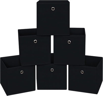 Black Foldable Storage Cubes Bins ,11 Inch Cloth Storage Cube Fabric Storage Box Cubes Organizer Baskets with Handles for Home Organizer Set of 3 (Black)