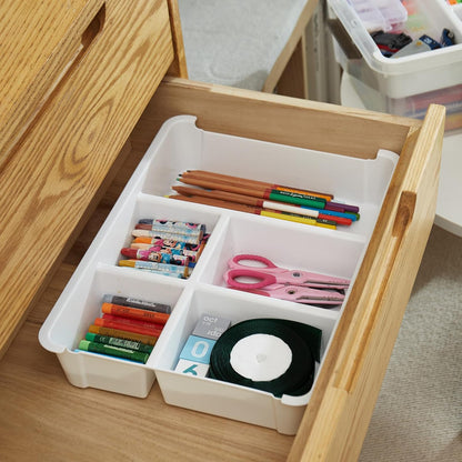MACOPRO 17 QT Plastic Storage Box with Removable Tray, Bins with Lids, Clear Storage Container for Craft Supplies, Beads, Tools, Sewing, and Playdoh Organization (White, -17QT)