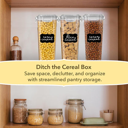 Simply Gourmet Airtight Food Storage Containers with Lids – 7 Piece Assorted Size Kitchen Pantry Organization Set, BPA-Free Clear Plastic, Stackable Containers for Cereal, Flour, Sugar, Rice, Snacks