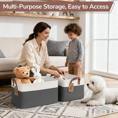 CHICVITA 4 Pack Large Storage Baskets for Shelves, Collapsible Closet Organizer Bins with Metal Frame, Fabric Storage Bins for Clothes Towels Organization, 16.8" x 11" x 9.8", Beige
