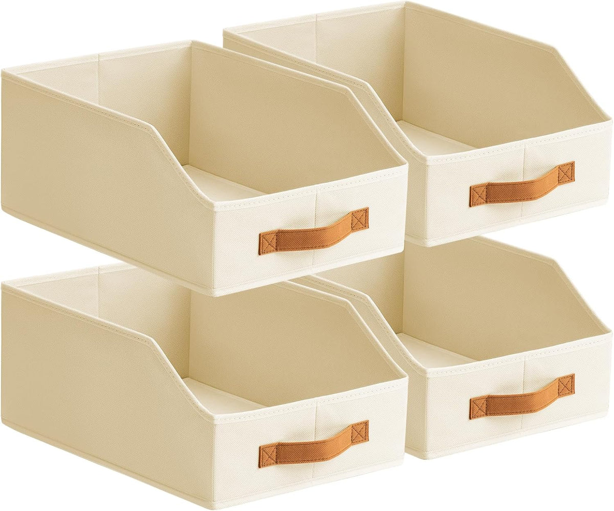 Homsorout Fabric Storage Bins for Organizing - Large Trapezoid Collapsible Storage Bins with Front Handle, Closet Organizers and Storage for Bedroom, Home Shelves, Small Spaces, Beige