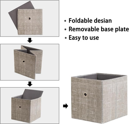 Black Foldable Storage Cubes Bins ,11 Inch Cloth Storage Cube Fabric Storage Box Cubes Organizer Baskets with Handles for Home Organizer Set of 3 (Black)