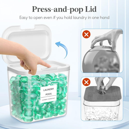 Lifewit Laundry Pods Container with Pop-up Lid, Laundry Room Organization, Dryer Sheet Holder for Washing Powder Scent Booster Beads, 2700 +2000ml/0.72+0.5gal,3 Pcs