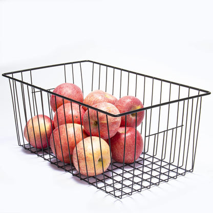 6 Pack Wire Storage Baskets for Organizing, Freezer Organizer Bins, Pantry Organization Bins Cabinets - Metal Basket Kitchen, Laundry, Fridge, Bathroom Countertop Organizer, Pearl White