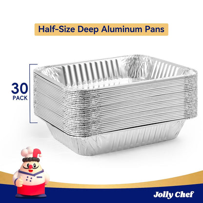 JOLLY CHEF 9x13 Aluminum Pans with Lids - Disposable Foil Food Containers with Lids for Cooking, Heating, Storing, Prepping Food- Thanksgiving, Christmas, Parties