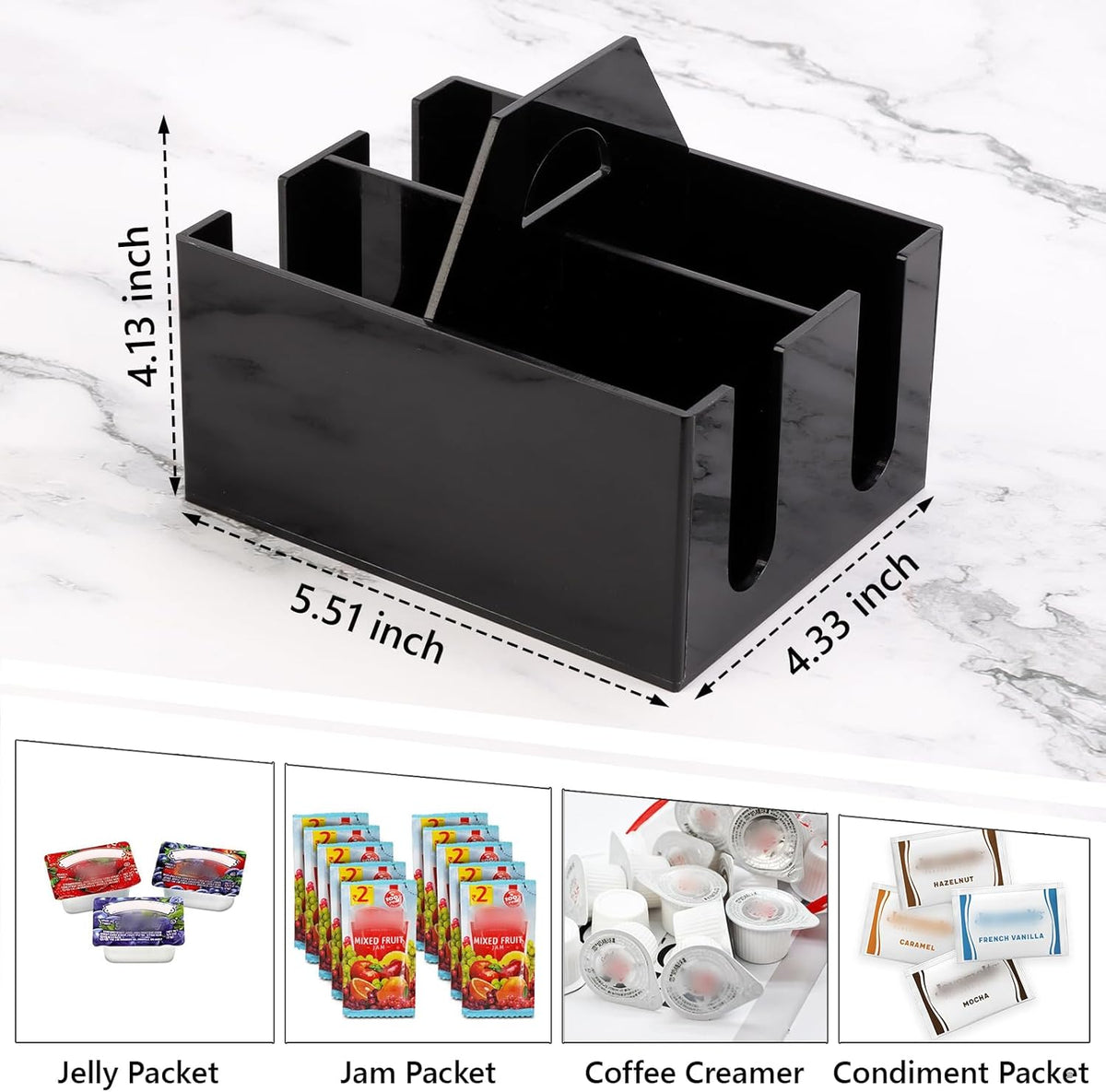 Acrylic Jelly Packet Rack Jelly Packet Holder Jelly Packet Dispenser Jam Packets Holder Condiment Packet Holder Condiments Packet Storage Display Black Condiment Packet Organizer for Table Restaurant