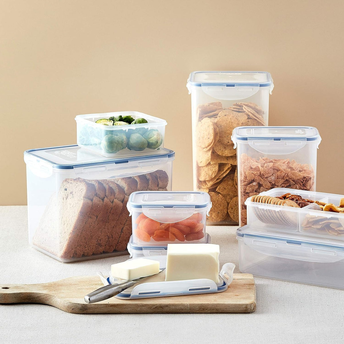 LOCK & LOCK Easy Essentials Pantry Food storage containers with lids / Pantry storage / Airtight containers, BPA free - Square - 11 cup - Great for Sugar, Clear