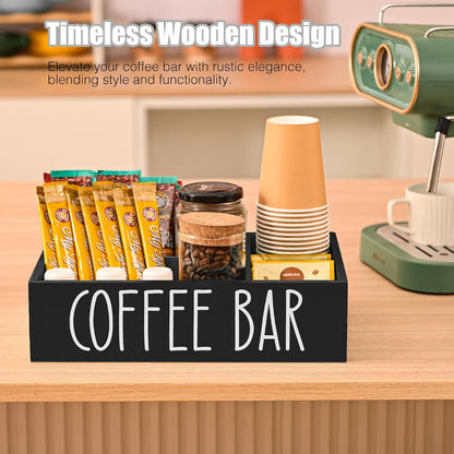 STORAGENIE Wooden Coffee Station Organizer – Removable Dividers, Storage for Coffee Pods, Tea Bags & Accessories, Oasis Blue (11.8" x 7.87" x 3.15")